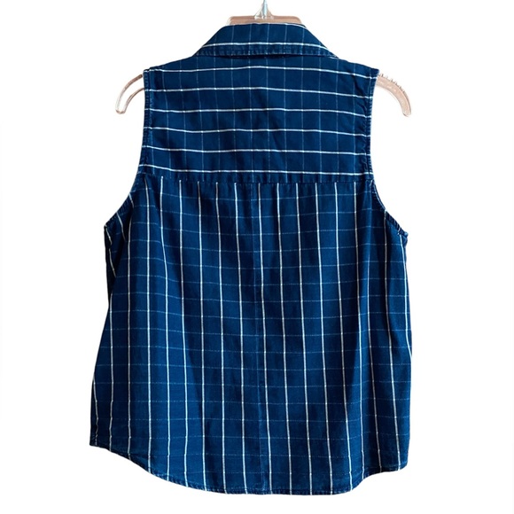 Aeropostale Blue Checkered Top with Hem Knot Small - Picture 6 of 9